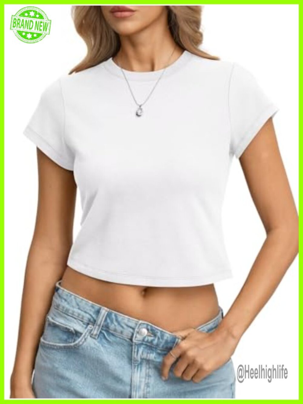 EasyGala Womens Cotton Crop T-Shirt Slim Fit Cap Sleeve Crew Neck Baby Tee